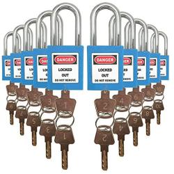 Lockout Tagout Locks, Safety Padlock，10 PCS with Number (Blue NO.1-10)