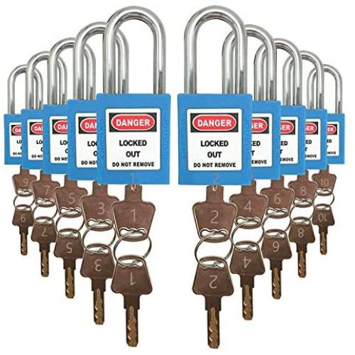 Lockout Tagout Locks, Safety Padlock，10 PCS with Number (Blue NO.1-10)