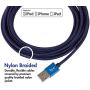 vCharged Blue 2 FT MFi Certified iPhone Charger Compatible with AirPods, iPad & iPhone - for Car Chargers, PowerBanks & Less Cable Length