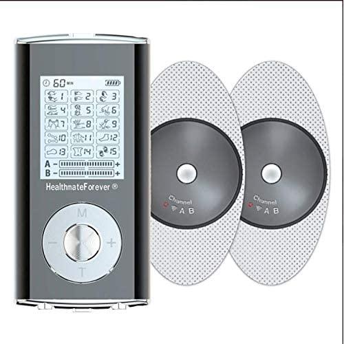 HealthmateForever 15 Modes Best Muscle Stimulator tens EMS nmes Unit Machines Electric Electronic Pulse Massagers for Lower Back Sciatica Hip Pain HM15GAB (Black) +2 Wi9 Wireless Kits