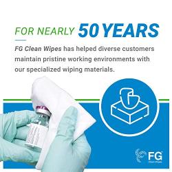 FG Clean Wipes 4''x3'' Lint Free Alcohol Wipes - 96% IPA Box of 60 Individually Wrapped Sachets (6-C43)