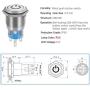 Quentacy 19mm 3/4'' Latching Pushbutton Switch LED 12V DC 5A 250V AC Power Symbol ON-Off Waterproof Toggle Switch Stainless Steel Shell with Wire Connector Plug(Red Light)
