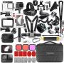 Vamson 64 in 1 Accessories Kit for GoPro Hero 8 Black Waterproof Housing Case Filter Silicone Protector Frame Lens Screen Tempered Glass Head Chest Strap Bike Car Mount Floating Bundle Set Kit AVS13