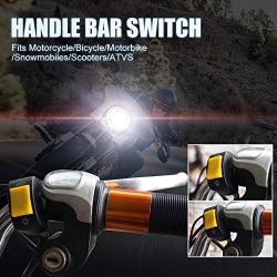 Ourbest Handlebar Switch 12V 7/8inch 22mm On Off Push Button for Bicycle Motorcycle Scooter Headlight/Fog Light/Driving Lamp Toggle Switch Yellow