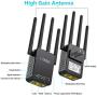 LAOSGE Super WiFi Extender Signal Booster, 1200Mbps Wireless Internet Amplifier Covers up to 2500 Sq.ft and 20 Devices, 2.4 & 5GHz Dual Band WiFi Repeater with Ethernet/LAN Port (Black)