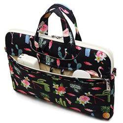 Canvaslife Flamingos Pattern Waterproof Laptop Shoulder Messenger Bag Laptop Computer Briefcases with Rebound Bubble Protection for 15 inch and 15.6 inch Laptop