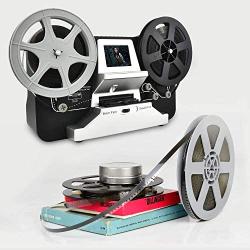 8mm & Super 8 Reels to Digital MovieMaker Film Sanner Converter, Pro Film Digitizer Machine with 2.4'' LCD, Black (Convert 3 inch and 5 inch 8mm Super 8 Film reels into Digital) with 32 GB SD Card