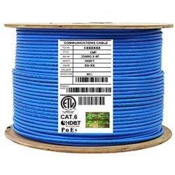 CAT6 Shielded Plenum (CMP), 1000ft, F/UTP 23AWG, Solid Pure Copper, 550MHz, UL Certified, UL-LP Certification, Bulk Ethernet Cable Reel in Blue