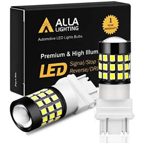 Alla Lighting 3157 LED Bulbs Super Bright 3156 3056 3057 4157 3457 4057 LED Brake Stop, Back-up Reverse, Turn Signal Lights, DRL, Taillights, 6K Xenon White