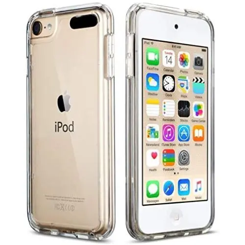 ULAK Soft TPU Bumper PC Back Hybrid Case for iPod Touch 6/iPod Touch 5/iPod Touch 7 - Retail Packaging - Clear Slim