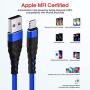 Long iPhone Charger Cable 10ft for [MFi Certified],(2 Pack) CyvenSmart 10 Foot Lightning Cable Fast Charging Cord 10 Feet for iPhone 11/11 Pro/11 Pro Max/XS/XS Max/XR/X/8/8 Plus/7/7 Plus-Blue