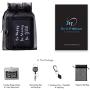 Genuine Leather ID Badge Holder Wallet with Heavy Duty Carabiner Retractable Reel, Key Ring and Metal Clip, 2 Card Pockets. Holds Multiple Cards & Keys. Bonus Key Chain Flashlight. Horizontal. Black