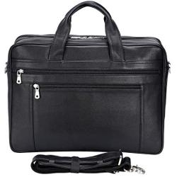 Polare Napa Leather 17 Briefcase Laptop Business Messenger Bag For Men Fits 17.3 Laptop