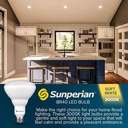 Sunperian 12 Pack BR40 LED Light Bulbs, 13W=85W, 3000K Soft White, 1400 Lumens, Dimmable Flood Light Bulbs for Recessed Cans, Enclosed Fixture Rated, Damp Rated, UL Listed, E26 Standard Base