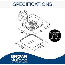 Broan-NuTone AE80LK Flex Bathroom Exhaust Ventilation LED Light, Energy Star Certified, 80 CFM, 0.7 Sones Bath Fan, White