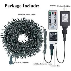 Decute 500 LED Christmas String Lights 164FT Long Tree Lights Connectable with Remote,8 Modes &Timer Outdoor Indoor Cool White Twinkle Starry Lights for Halloween Patio Garden Wedding Party Decor