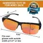Blue Light Blocking Glasses - Fits over Reading glasses - SLEEP BETTER at Night - Orange Anti Glare lens to Reduce Insomnia, Migraine, Eye Strain – Blue Filter Computer Glasses for Men, Women, Gaming