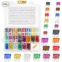 KUFUNG 242PCS Car Fuses, Mini Automotive Fuses Assortment, 3/5/7.5/10/15/20/25/30/35/40 Amp Fuse Kit, Auto Blade Fuse for Car, Truck, Boat, Marine, RV, SUV, Trike, Vehicles Audio Reset System (242-A)
