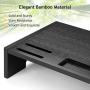 Amada Monitor Stand Riser- Bamboo Desktop Riser for Laptop Computer, Monitor Riser Desk Organizer with Phone Holder and Stationery Management, Desktop Stand for Printer & Office Supplies-AMBMS04
