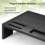 Amada Monitor Stand Riser- Bamboo Desktop Riser for Laptop Computer, Monitor Riser Desk Organizer with Phone Holder and Stationery Management, Desktop Stand for Printer & Office Supplies-AMBMS04