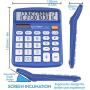 Desktop Calculator 12 Digit with Large LCD Display and Sensitive Button, Solar and Battery Dual Power, Standard Function for Office, Home, School, CD-2786 (Blue)