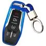 Royalfox(TM) 4 5 Buttons TPU Smart keyless Entry Remote Key Fob case Cover Keychain for Ford Mustang F-150 F-450 Explorer Taurus Fusion Edge,Lincoln MKZ MKC MKX (Blue)