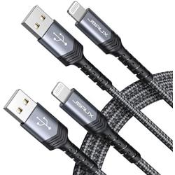 iPhone Charger Cable 2-Pack 6ft, JSAUX [Upgarded C89 Apple MFi Certified] Lightning Cable Nylon USB Fast Charging Cord Compatible with iPhone 11 Xs Max X XR 8 7 6s 6 Plus 5 5s, iPad, iPod-Grey