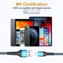 iPhone Charger Cable 4Pack-1.5/3/6/6FT,Durcord iPhone Charger Cord MFi Certified Lightning Cable,Fast iPhone Charging Cord Nylon Braided Compatible iPhone 11/ XS/Max/XR/X/8/8P/7/7P/6/SE/iPad/iPod