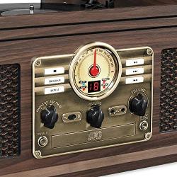 Victrola Nostalgic 6-in-1 Bluetooth Record Player & Multimedia Center with Built-in Speakers - 3-Speed Turntable, CD & Cassette Player, AM/FM Radio | Wireless Music Streaming | Espresso