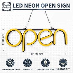 LED Neon Open Sign Light for Business with ON & Off Switch - Lightweight & Energy Efficient for Restaurants Offices Retail Shops Window Storefronts - Orange