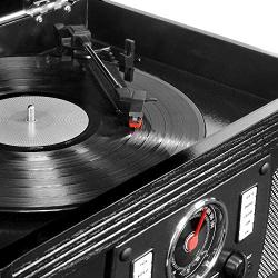 Victrola 8-in-1 Bluetooth Record Player & Multimedia Center, Built-in Stereo Speakers - Turntable, Wireless Music Streaming | Black