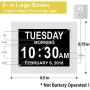 【Upgraded】 Digital Calendar Alarm Day Clock - with 8'' Large Screen Display, am pm, 5 Alarm, for Extra Large Impaired Vision People, The Aged Seniors, The Dementia, for Desk, Wall Mounted, White
