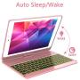 iPad Keyboard Case 9.7 for iPad 2018 (6th Gen) - 2017 (5th Gen) - iPad Pro 9.7 - iPad Air 2 & 1, 7 Color Backlit Keyboard Case/360 Rotate Wireless/BT Keyboard Case with Auto Sleep/Wake (Rose Gold)