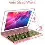 iPad Keyboard Case 9.7 for iPad 2018 (6th Gen) - 2017 (5th Gen) - iPad Pro 9.7 - iPad Air 2 & 1, 7 Color Backlit Keyboard Case/360 Rotate Wireless/BT Keyboard Case with Auto Sleep/Wake (Rose Gold)