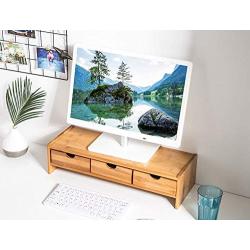 Monitor Stand Riser Desk Organizer-Bamboo 2 Tier Laptop Stand with Drawers, Adjustable Desktop Storage Organizer for TV,Computer, Printer, Cellphone-Use in Office,Home/Reduce Neck &Eye Strain(Basic)