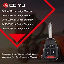 cciyu 2PCS Uncut 4 Buttons Keyless Entry Remote Fob Case Replacement for for D odge Charger Dakota Durango Magnum, for for J eep Commander Grand Cherokee, for C hrysler 300 (OHT692713AA KOBDT04A)