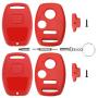 Cutting Not Required - 2 Replacement Key Fob Keyless Entry Remote Shell Case for Honda Civic/Accord/CR-V/Fit/Odyssey/Pilot/Ridgeline/CR-Z Car Key Fob Cover (2+1 Button, 2pc Red)