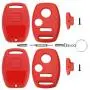 Cutting Not Required - 2 Replacement Key Fob Keyless Entry Remote Shell Case for Honda Civic/Accord/CR-V/Fit/Odyssey/Pilot/Ridgeline/CR-Z Car Key Fob Cover (2+1 Button, 2pc Red)