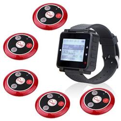 Retekess T128 Restaurant Pager System,Smart Call Button,Max 500,Wrist Pager,5 4-Key Help Alert Waterproof Call Buttons for Waiter,Customer,Caregiver