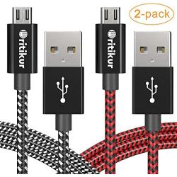 PS4 Controller Charger Charging Cable – 2 Pack 10FT Nylon Braided Micro USB 2.0 High Speed Data Sync Cord for Playstation 4, PS4 Slim/Pro, Xbox One S/X Controller, Android Phones (2 Pack)