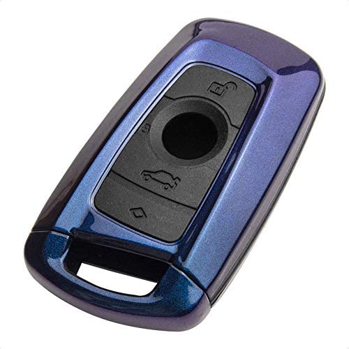 TANGSEN Smart Key Fob Case for BMW 1 3 4 5 6 7 Series GT3 GT5 M5 M6 X3 X4 3 4 Button Keyless Entry Remote Personalized Protective Cover Plastic Blue to Purple Optically Variable Coated Black Silicone