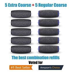 IMPROVED 5 Extra Coarse & 5 Regular Coarse Replacement Refill Roller for Amope Pedi Refills Electronic Perfect Foot File