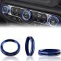 Climate Control Knob Covers for Wrangler JL， HVAC Radio Tuner Control Knobs Covers Trim Ring Bezels Interior Upgrade Kit，Compatible with Jeep Wrangler JL & Gladiators JT (2018-2021) - Blue