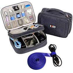 Electronics Organizer Travel Cable Cord Wire Bag Accessories Gadget Gear Storage Cases (Dark Gray)