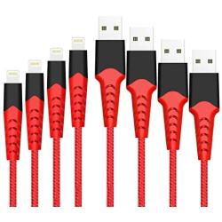 Boreguse Lightning Cable, Apple Certified, 4Pack [3.3FT 6.6FT] Nylon Braided Durable Fast sync & Charging Cord for iPhone Xs,XS Max,XR,X,8 Plus,8,7 Plus,7,6 Plus,6,6S Plus,6s,5,iPad and More(red)