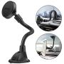 IPOW Long Arm Universal Magnetic Cradle Windshield Dashboard Cell Phone Mount Holder with 4 Metal Plates, Soft Firm Goose Arm and Enhanced Suction Cup