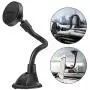 IPOW Long Arm Universal Magnetic Cradle Windshield Dashboard Cell Phone Mount Holder with 4 Metal Plates, Soft Firm Goose Arm and Enhanced Suction Cup