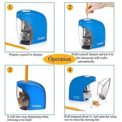 Electric Pencil Sharpener, Automatic Pencil Sharpener for NO. 2/Colored Pencils (6-8mm) with Auto Safe Feature, USB/Battery Operated in Classroom/Office Artist Students (Blue)