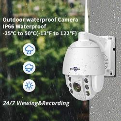 3MP HD Outdoor Wireless Security Camera,Pan Tilt Zoom (5X Digital) 2K,Two-Way Audio,IP66 Waterproof,Motion Detection,with Floodlights Color Night Vision,Compatible Hiseeu Wireless Camera System