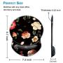 BOSOBO Ergonomic Mouse Pad with Gel Wrist Rest Support, Art Design Floral Wrist Rest Mousepad Pain Relief Flowers Mouse Mat for Office Home Computer PC Laptops Women and Men, Non-Slip PU Base, Black